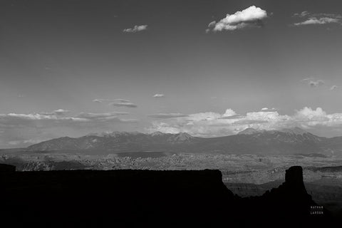 Southwest Layers BW White Modern Wood Framed Art Print with Double Matting by Larson, Nathan