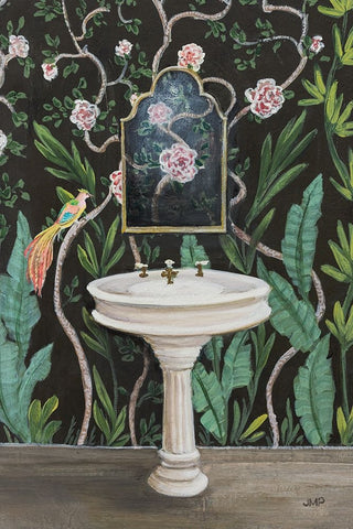 Botanical Bath I Black Ornate Wood Framed Art Print with Double Matting by Purinton, Julia