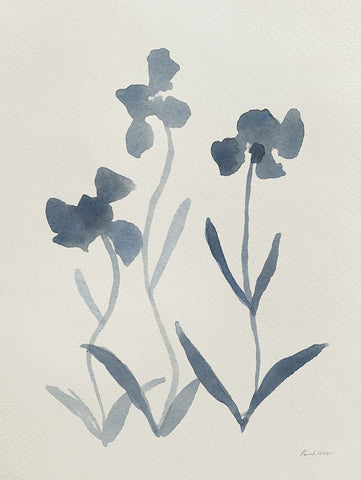 Blue Florals I Black Modern Wood Framed Art Print by Munger, Pamela