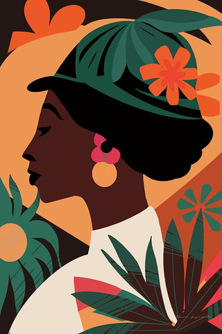 Boho Woman III White Modern Wood Framed Art Print with Double Matting by Escalante, Omar