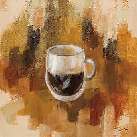 Abstract Coffee III White Modern Wood Framed Art Print with Double Matting by Vassileva, Silvia