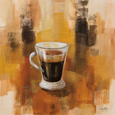 Abstract Coffee IV White Modern Wood Framed Art Print with Double Matting by Vassileva, Silvia