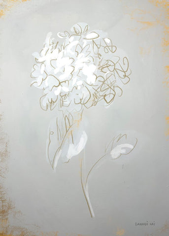 White Floral Sketch I White Modern Wood Framed Art Print with Double Matting by Nai, Danhui