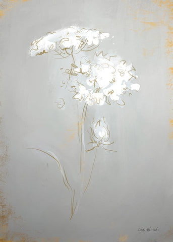 White Floral Sketch II Black Modern Wood Framed Art Print by Nai, Danhui