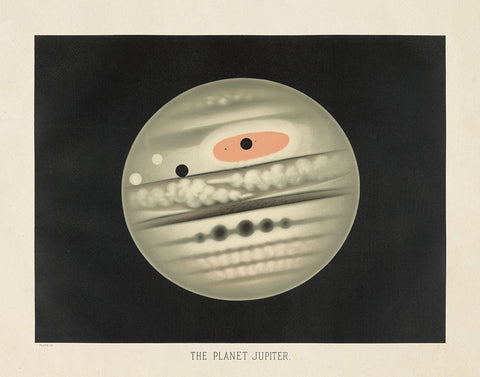 The Planet Jupiter White Modern Wood Framed Art Print with Double Matting by Wild Apple Portfolio