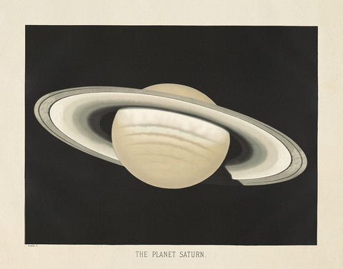 The Planet Saturn White Modern Wood Framed Art Print with Double Matting by Wild Apple Portfolio