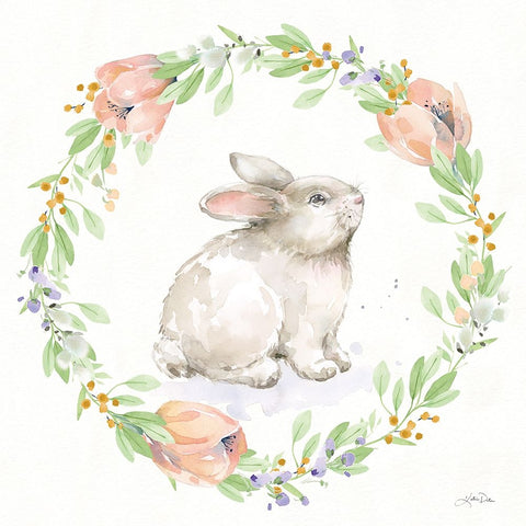 Blooming Bunnies I White Modern Wood Framed Art Print with Double Matting by Pete, Katrina
