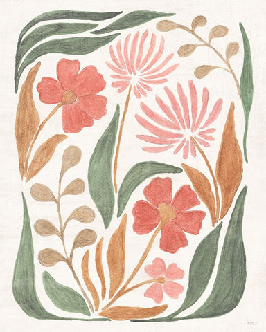 Floral Abstract II Black Ornate Wood Framed Art Print with Double Matting by Charron, Veronique