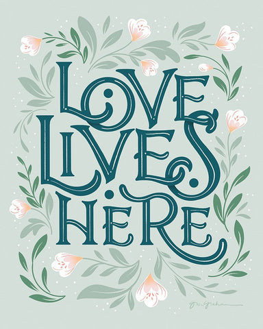 Love Lives Here II White Modern Wood Framed Art Print with Double Matting by Graham, Gia