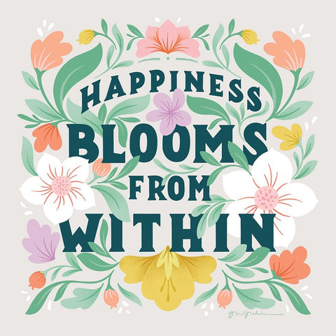 Happiness Blooms II Black Ornate Wood Framed Art Print with Double Matting by Graham, Gia