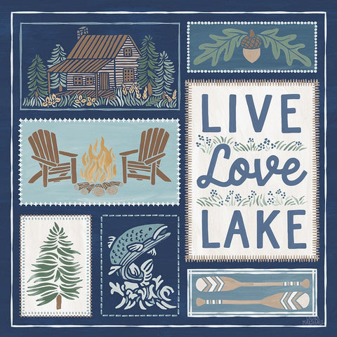 Lakeside Days VIII Blue White Modern Wood Framed Art Print with Double Matting by Marshall, Laura