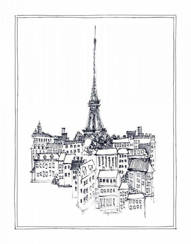 Eiffel Tower White Modern Wood Framed Art Print with Double Matting by Tillmon, Avery