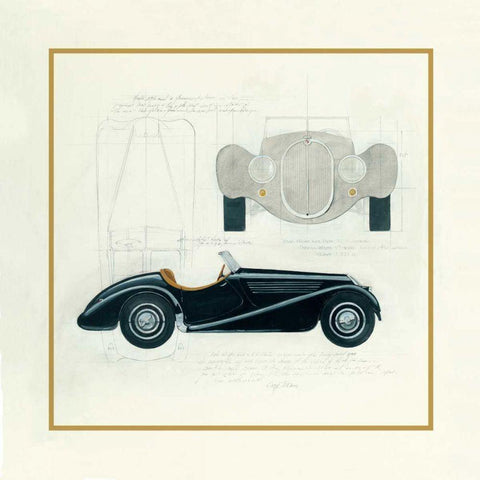 Roadster I White Modern Wood Framed Art Print with Double Matting by Tillmon, Avery