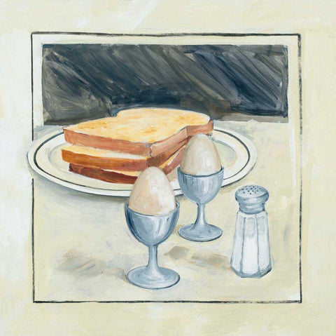 Breakfast for Two White Modern Wood Framed Art Print with Double Matting by Tillmon, Avery