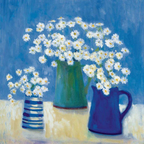 Summer Daisies Black Modern Wood Framed Art Print with Double Matting by Clark, Michael