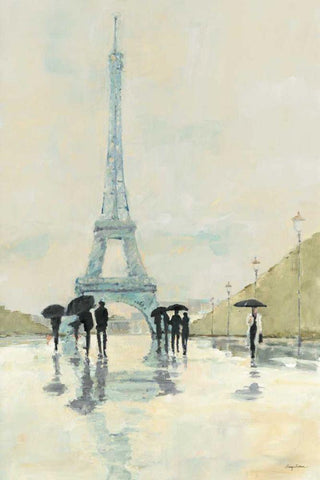 April in Paris White Modern Wood Framed Art Print with Double Matting by Tillmon, Avery