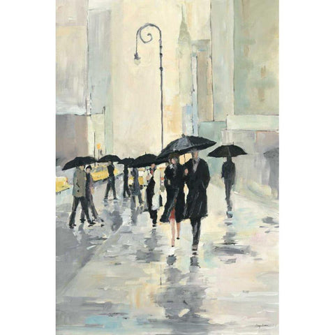 City in the Rain Gold Ornate Wood Framed Art Print with Double Matting by Tillmon, Avery