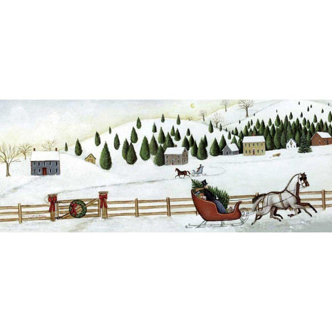 Christmas Valley Sleigh Black Modern Wood Framed Art Print with Double Matting by Brown, David Carter