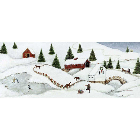 Christmas Valley Bridge White Modern Wood Framed Art Print by Brown, David Carter