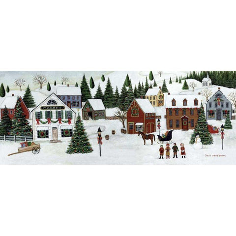 Christmas Valley Village White Modern Wood Framed Art Print by Brown, David Carter