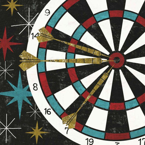 Vegas - Darts Black Modern Wood Framed Art Print with Double Matting by Mullan, Michael