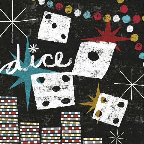 Vegas - Dice White Modern Wood Framed Art Print by Mullan, Michael