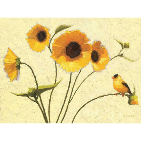 Sunny Flowers IV Black Modern Wood Framed Art Print with Double Matting by Novak, Shirley