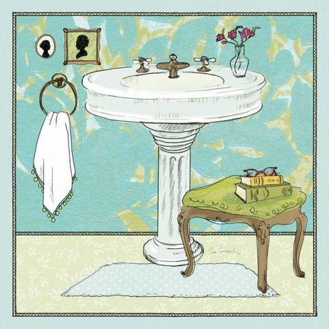 Soak Awhile - Sink Black Ornate Wood Framed Art Print with Double Matting by Schlabach, Sue