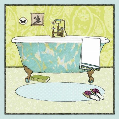 Soak Awhile - Tub Black Modern Wood Framed Art Print with Double Matting by Schlabach, Sue