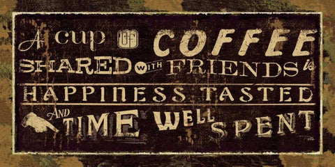 Coffee Quotes III Black Ornate Wood Framed Art Print with Double Matting by Pela Studio