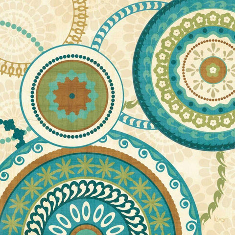 Owl Forest Suzani II ` Gold Ornate Wood Framed Art Print with Double Matting by Charron, Veronique