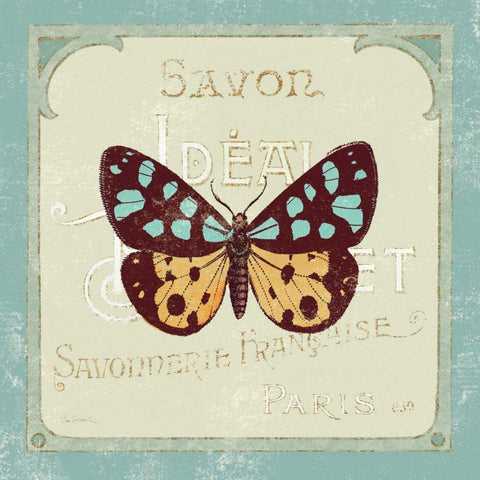 Parisian Butterfly I Gold Ornate Wood Framed Art Print with Double Matting by Schlabach, Sue