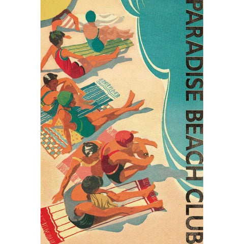 Paradise Beach Club Black Modern Wood Framed Art Print with Double Matting by Wild Apple Portfolio