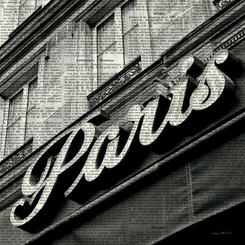Newsprint Paris Gold Ornate Wood Framed Art Print with Double Matting by Olivier, Marc