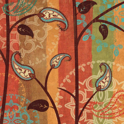 Paisley Garden II Black Ornate Wood Framed Art Print with Double Matting by Charron, Veronique
