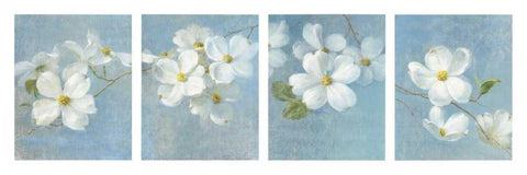 Blossom Panel White Modern Wood Framed Art Print with Double Matting by Nai, Danhui