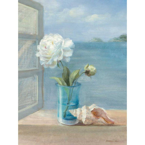 Coastal Florals I White Modern Wood Framed Art Print by Nai, Danhui