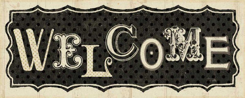Room Signs IV - Welcome Black Ornate Wood Framed Art Print with Double Matting by Pela Studio