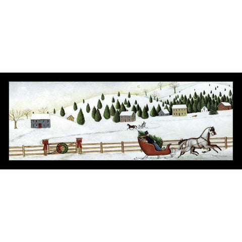 Christmas Valley Sleigh Black Modern Wood Framed Art Print with Double Matting by Brown, David Carter