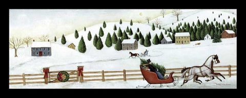 Christmas Valley Sleigh White Modern Wood Framed Art Print with Double Matting by Brown, David Carter