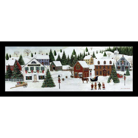 Christmas Valley Village Black Modern Wood Framed Art Print with Double Matting by Brown, David Carter