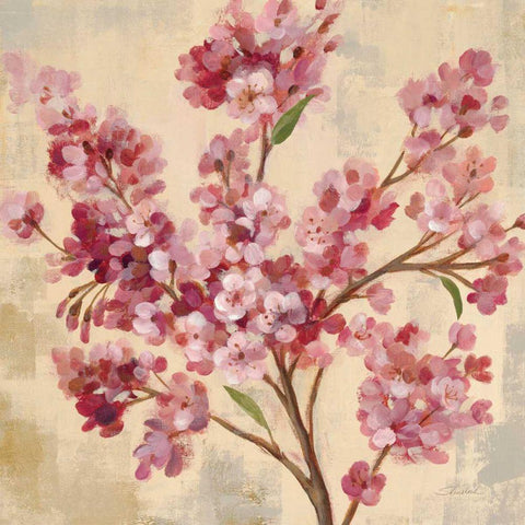 Pink Cherry Branch I Gold Ornate Wood Framed Art Print with Double Matting by Vassileva, Silvia