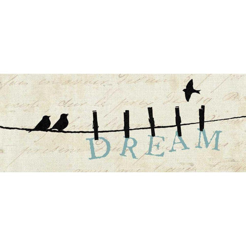 Birds on a Wire - Dream Black Modern Wood Framed Art Print with Double Matting by Pelletier, Alain