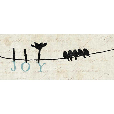 Birds on a Wire - Joy Black Modern Wood Framed Art Print with Double Matting by Pelletier, Alain