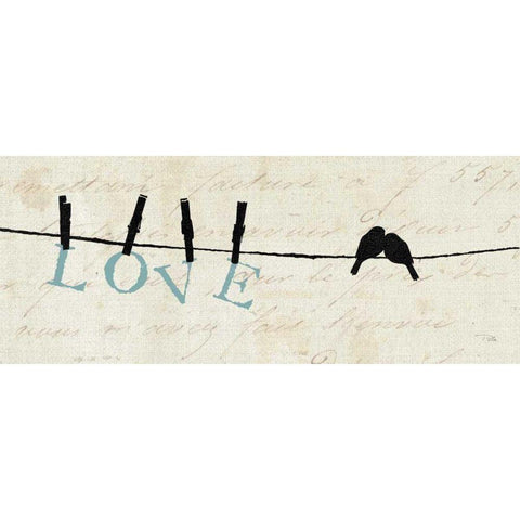 Birds on a Wire - Love Black Modern Wood Framed Art Print with Double Matting by Pelletier, Alain