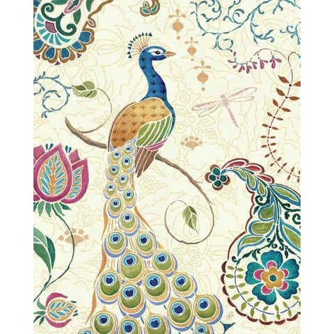 Peacock Fantasy II Gold Ornate Wood Framed Art Print with Double Matting by Brissonnet, Daphne