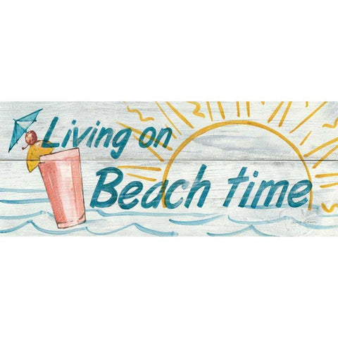 Living on Beach Time- In Color Gold Ornate Wood Framed Art Print with Double Matting by Tillmon, Avery