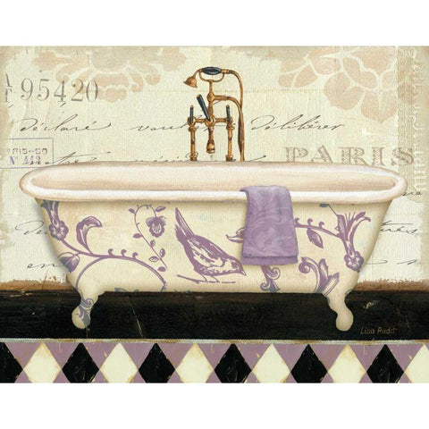 Lavender Marche de Fleurs Bath II White Modern Wood Framed Art Print by Audit, Lisa