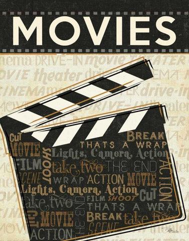 Cinema II Black Ornate Wood Framed Art Print with Double Matting by Pela Studio