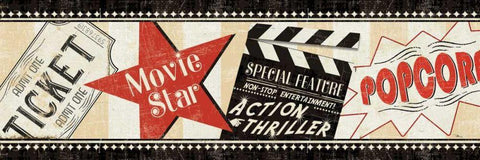 Movie Night Black Ornate Wood Framed Art Print with Double Matting by Pela Studio